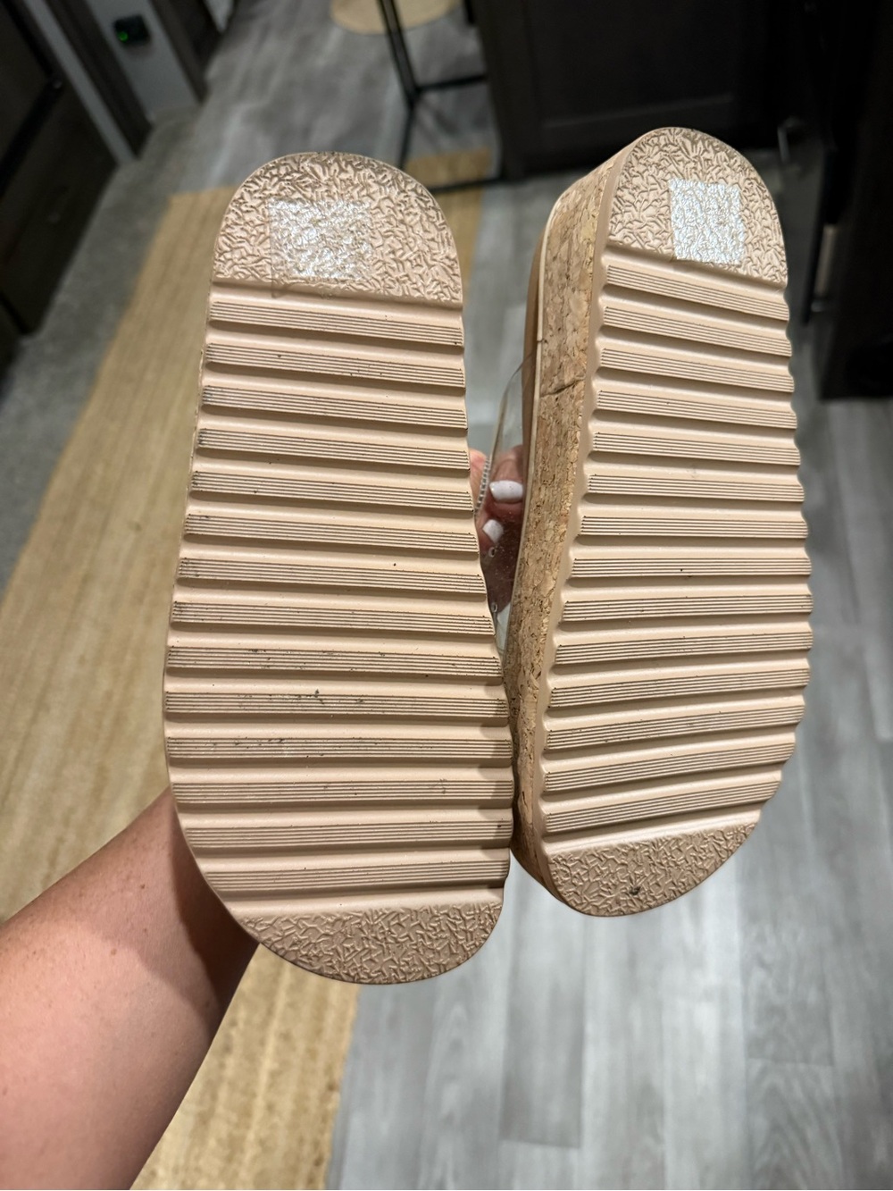 Steve Madden Clear Strap Platform Slide Sandals in Nude - Picture 4 of 4